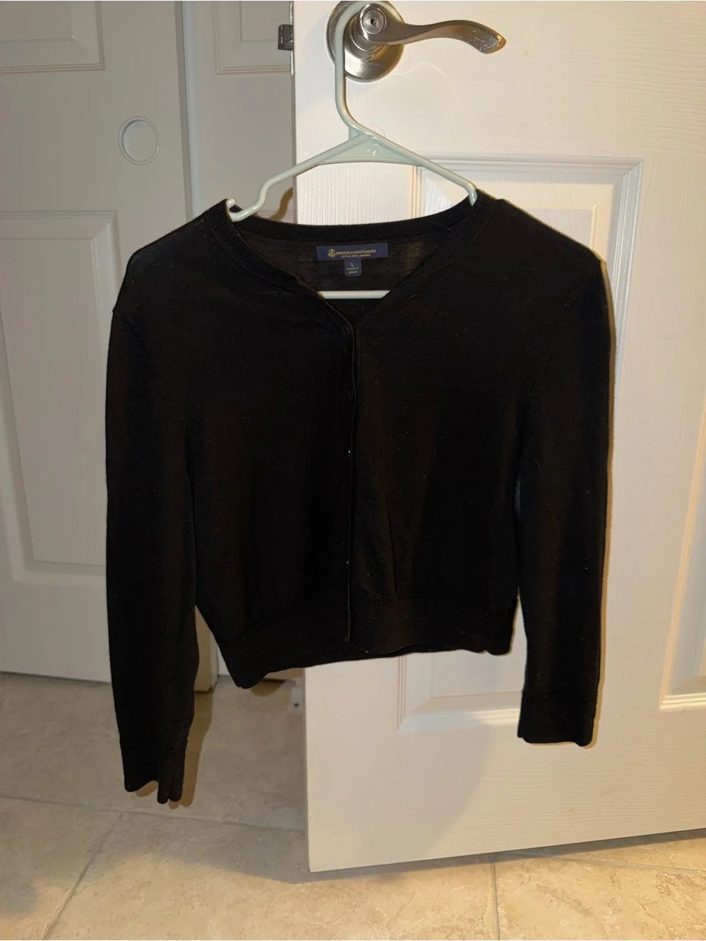 Brooks Brothers Black Cropped Button-Front Cardigan